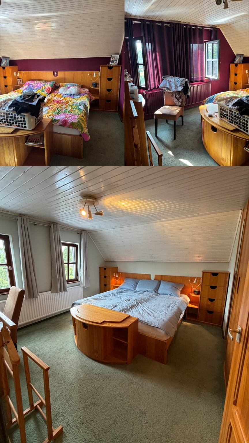 Voor en na schilderwerk in een slaapkamer
